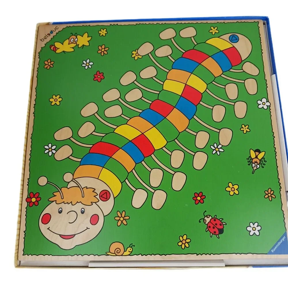 Vtg Shoe Scramble Game Ravensburger Lg Wood Gameboard & Pieces Toni Centipede